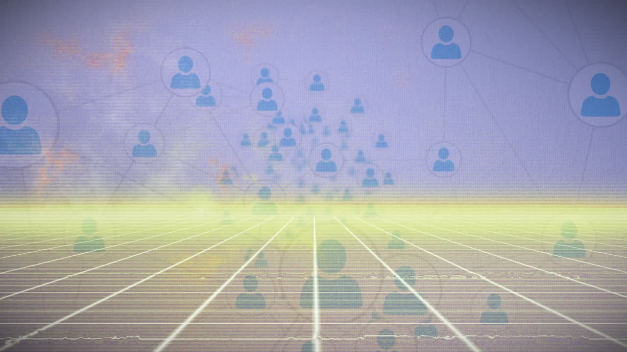 그리드 위의 아이콘으로 연결 네트워크의 애니메이션