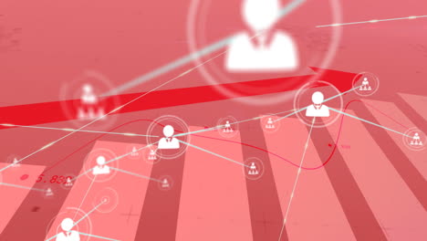 la animación digital muestra datos financieros en aumento en una interfaz de red global.