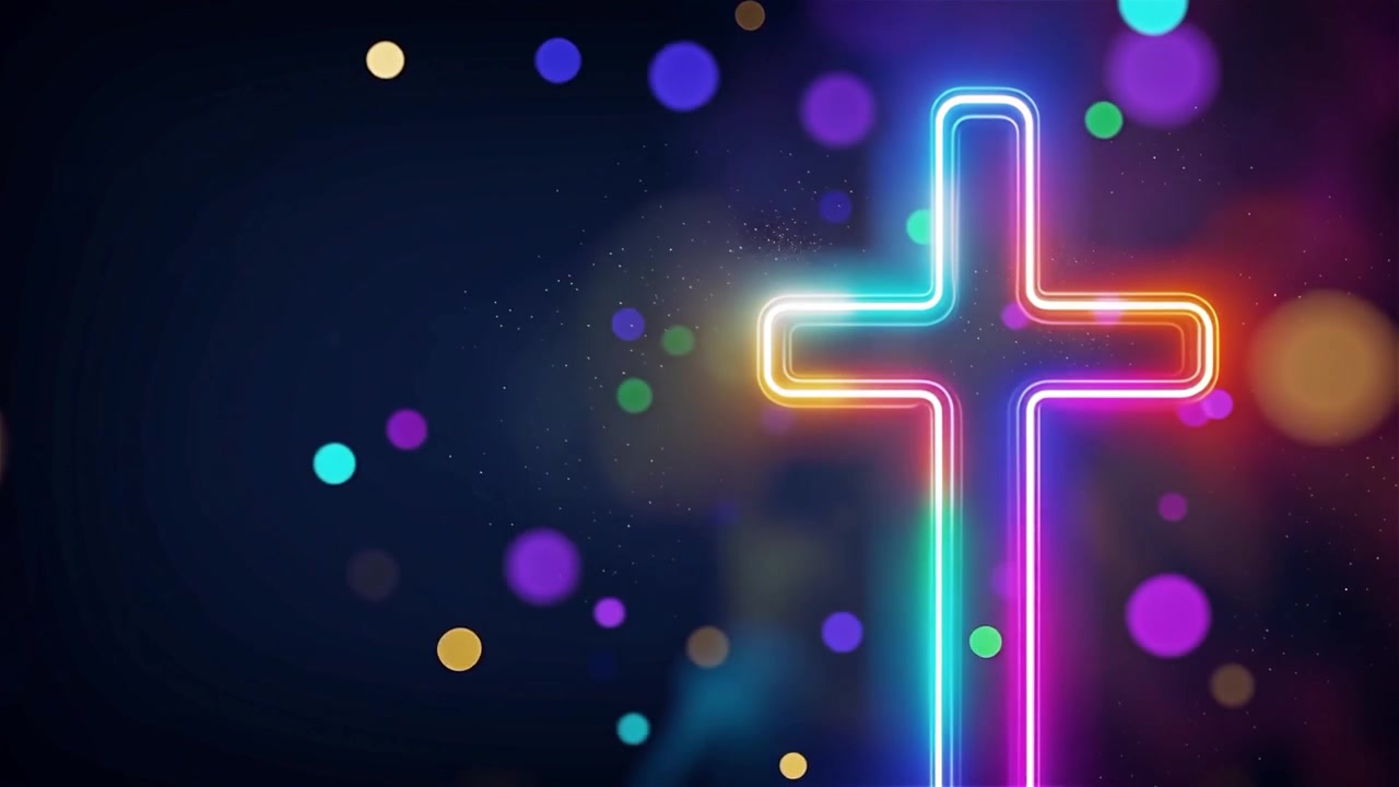Christliches Kreuz, himmlisches Licht, Anbetungshintergrund.
