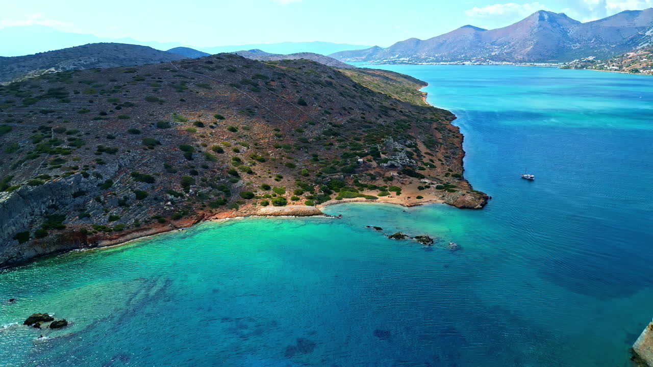 Aerial View of a Secluded Beach in Crete, Greece