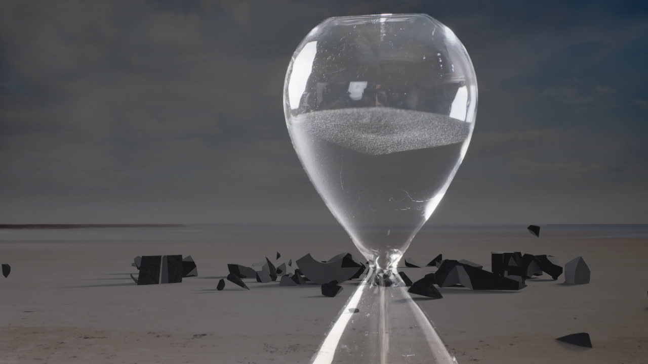 анимация американского долларового знака, разбивающегося над песочницей