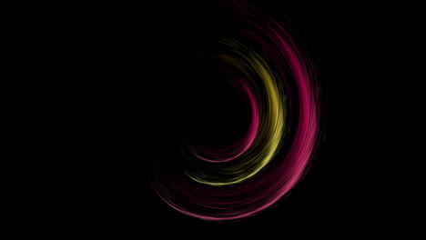 animation of colourful light trails forming circles on black background