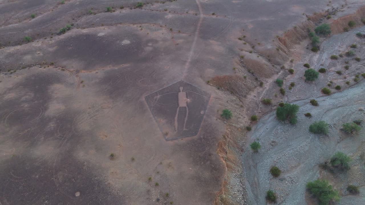 Drone Pulling Back Above Blythe Intaglios in Sonoran Desert, Arizona
