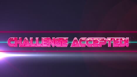 animation of challenge accepted text over neon lines and light trails