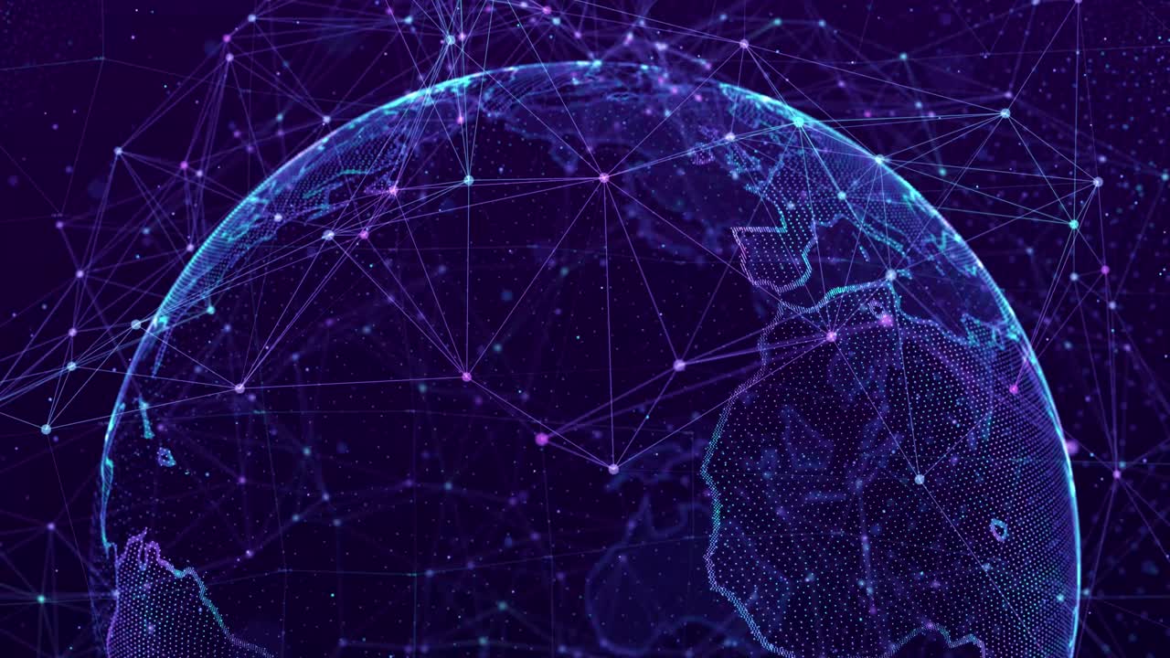 Digital globe sphere space abstract geometric plexus loop animation background alpha channel moving