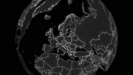 Polen-Land-Alpha-Für-Die-Bearbeitung-Von-Datenanalyse-Technologie-Globus-Drehung,-Filmisches-Video-Zeigt-Einen-Digitalen-Globus,-Der-Sich-Dreht-Und-Auf-Die-Polen-Land-Alpha-Vorlage-Für-Die-Bearbeitung-Heranzoomt