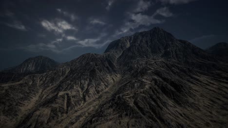 storm dark clouds over volcanic valley