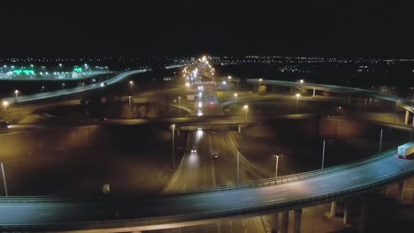 night aerial view of highway intersection