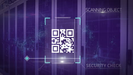 animation of qr code scanning over computer servers