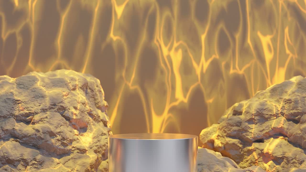 수직으로 있는 바위들 사이의 전기 노란색 에너지