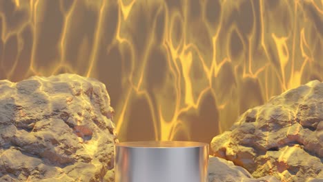 a electric yellow energy between rocks vertical