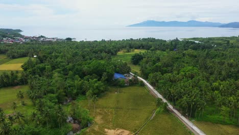 Bird's-Eye-View-Of-A-Tropical-Island-With-Coastal-Vegetation-Near-Barangay-San-Isidro,-Saint-Bernard,-Southern-Leyte-in-the-Philippines---Aerial-Drone-Shot