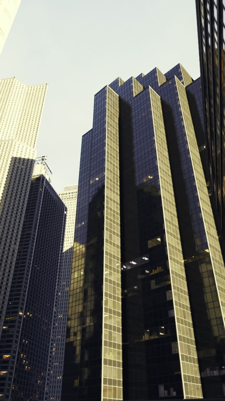 Urban exploration among towering skyscrapers in a city center