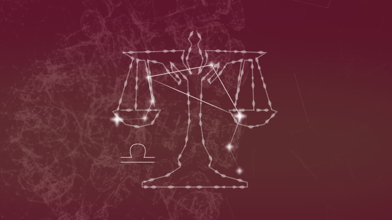 animación del signo estelar de libra con estrellas brillantes.