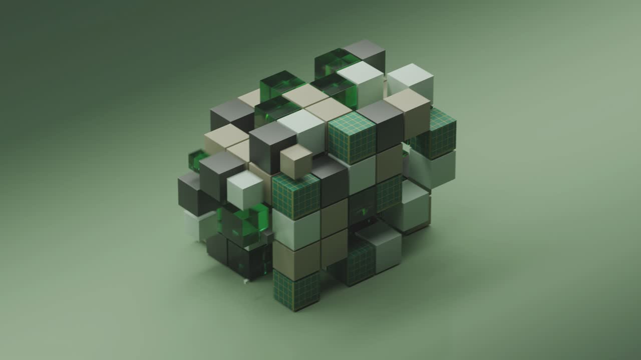 Abstract Cube Made of Blocks