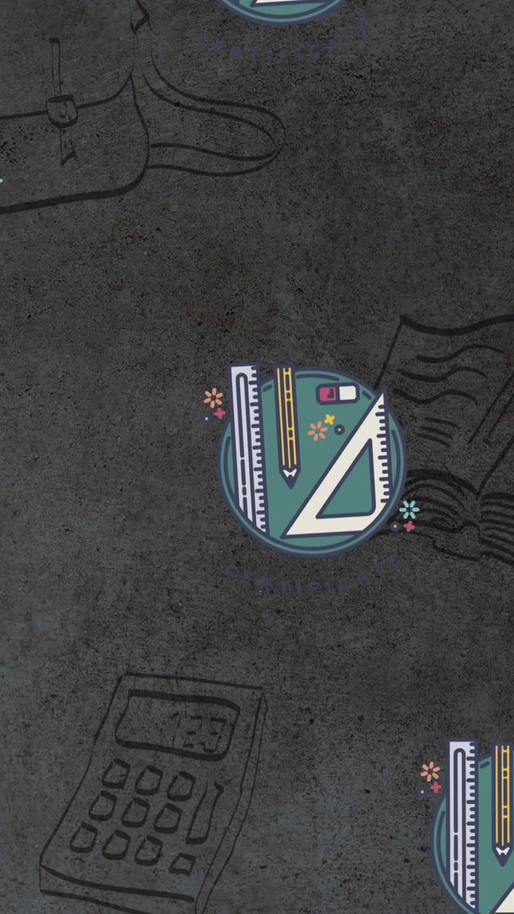 Animation of school items icons moving over board