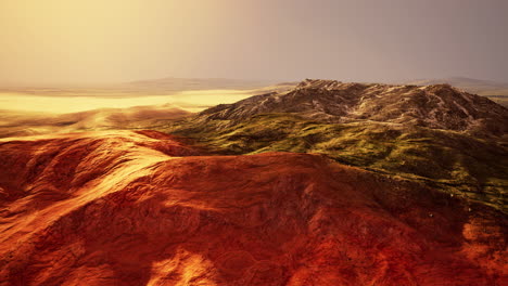 sunrise over a martian-like landscape