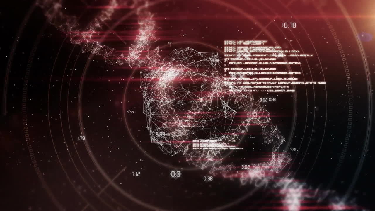 숫자 값과 텍스트를 가진 dna 스트랜드 및 데이터 처리 애니메이션