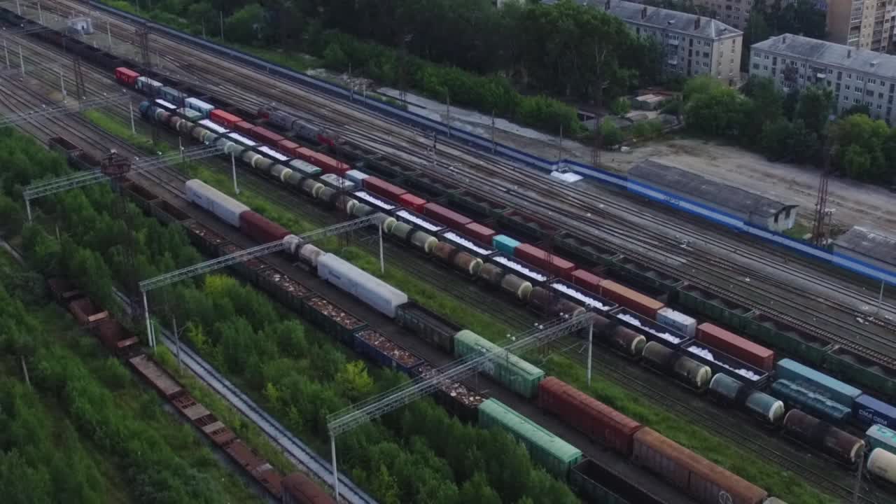 Aerial View of a Train Yard