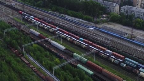 aerial view of a train yard