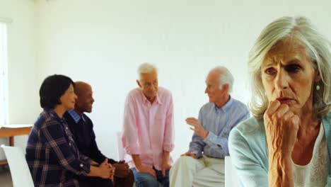 senior woman sitting at health center 4k