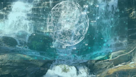 network of connections and data processing animation over underwater scene