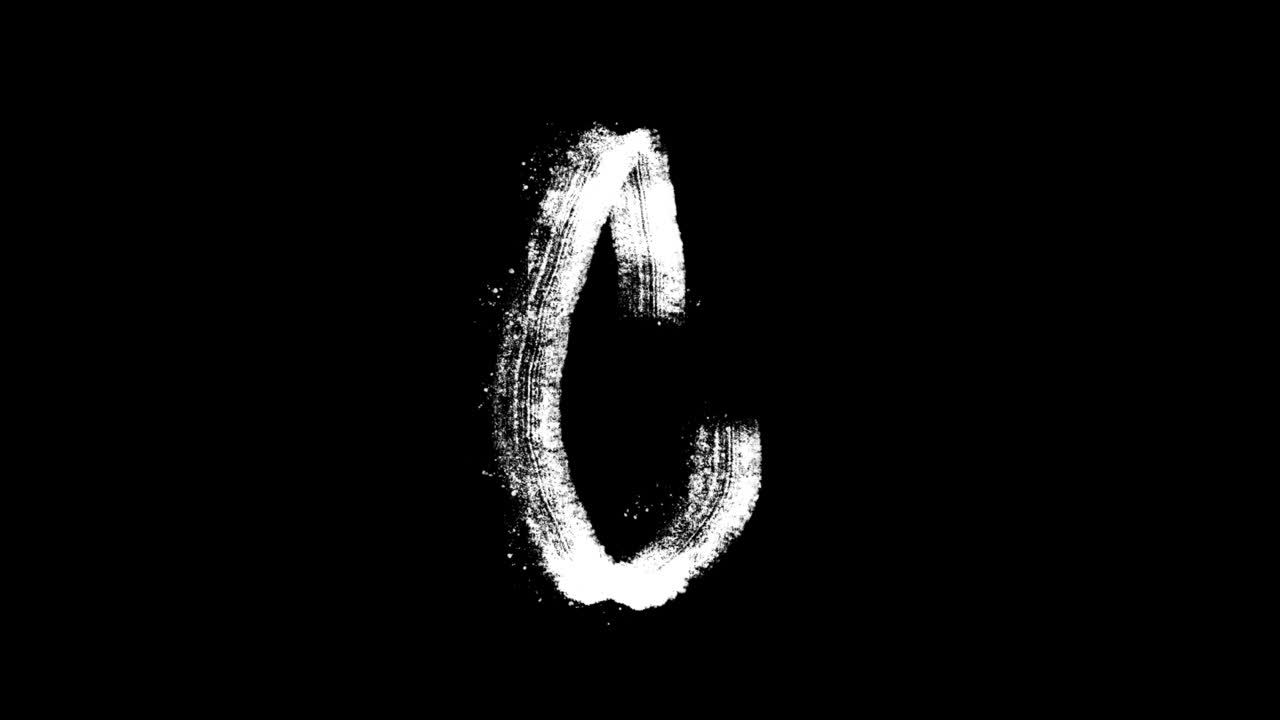 Animated Brushstroke Letter C Drawing on Black Background
