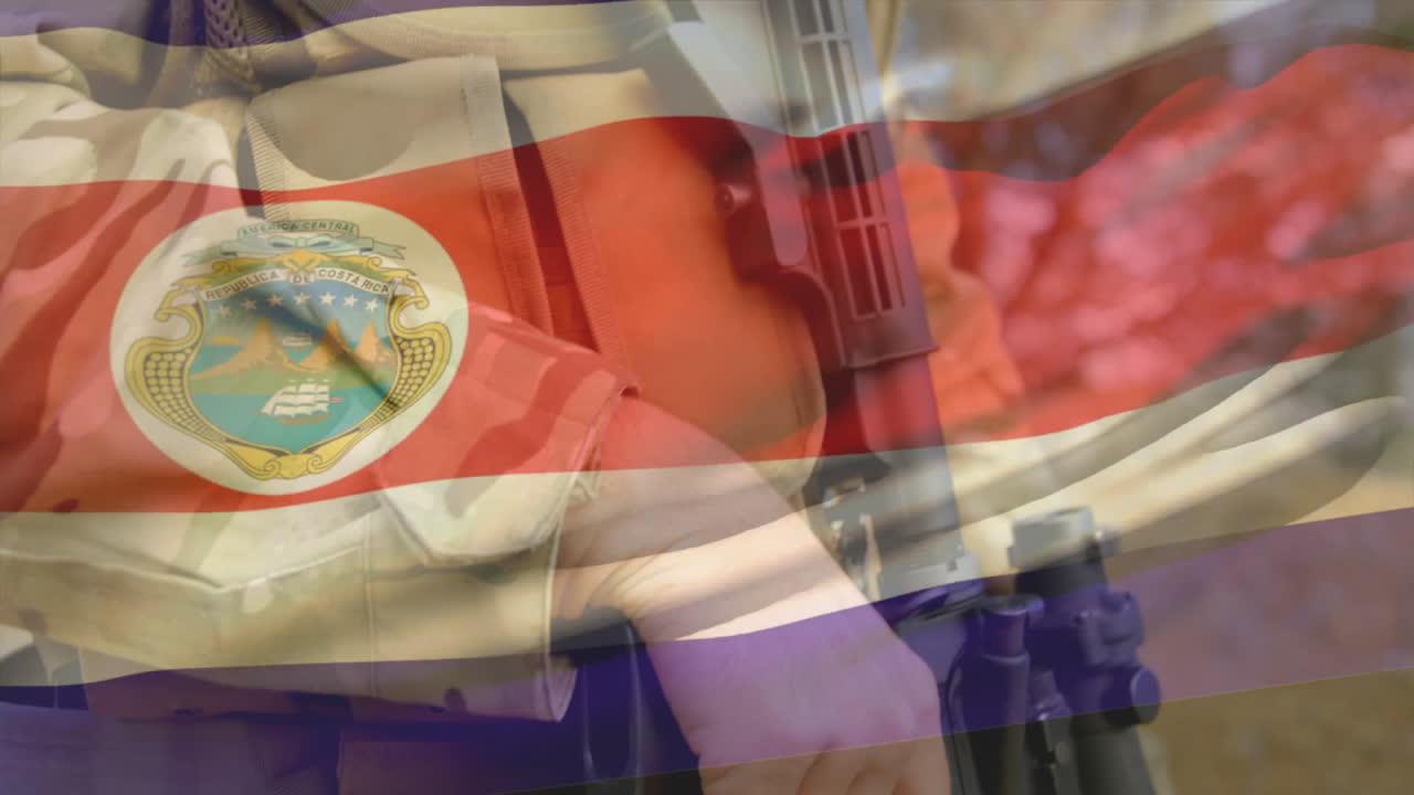 코스타리카의 발의 애니메이션 두 인종의 남성 군인