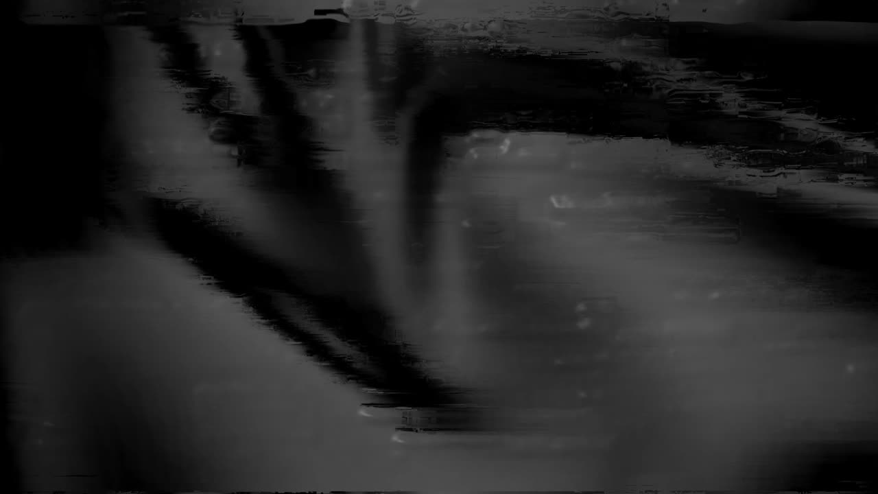 Glitch numérique, bruit statique sur fond noir