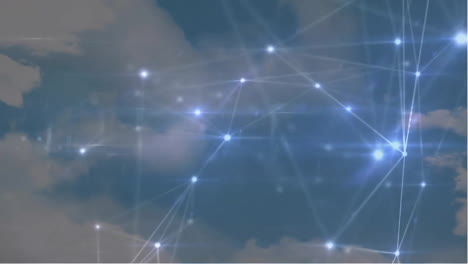 animation of network of connections over clouds