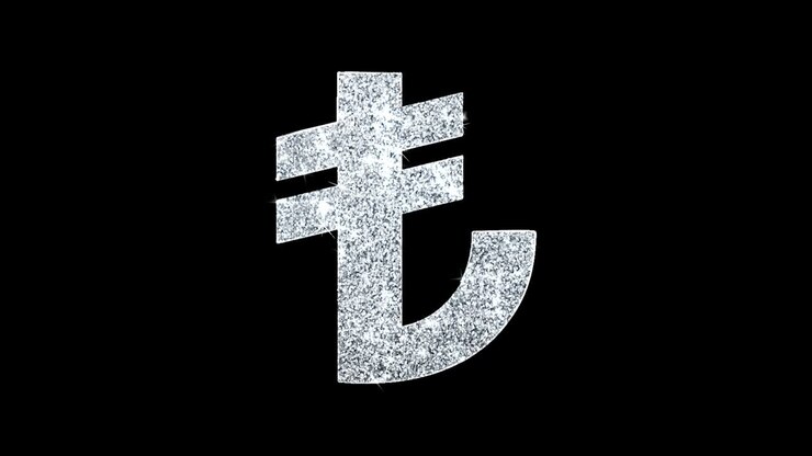 Turkish Lira Turkish Currency Icon Shining Glitter Loop Blinking Particles .
