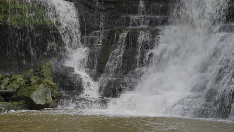 camera fixed on the flowing waterfall at upper balls falls, capturing peaceful river movement and falling water