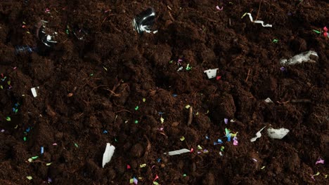 hand removing trash from soil