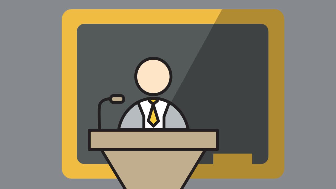 animación de iconos digitales escolares sobre un fondo gris