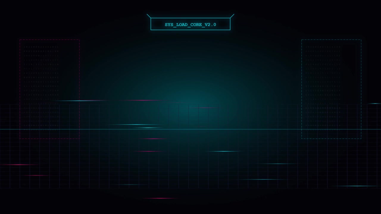 Futuristic Digital Interface with Moving Data Lines and System Loading Text