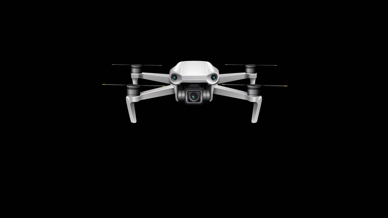 A sleek drone animation with fluid movements against a black background, emphasizing precision and modern technology