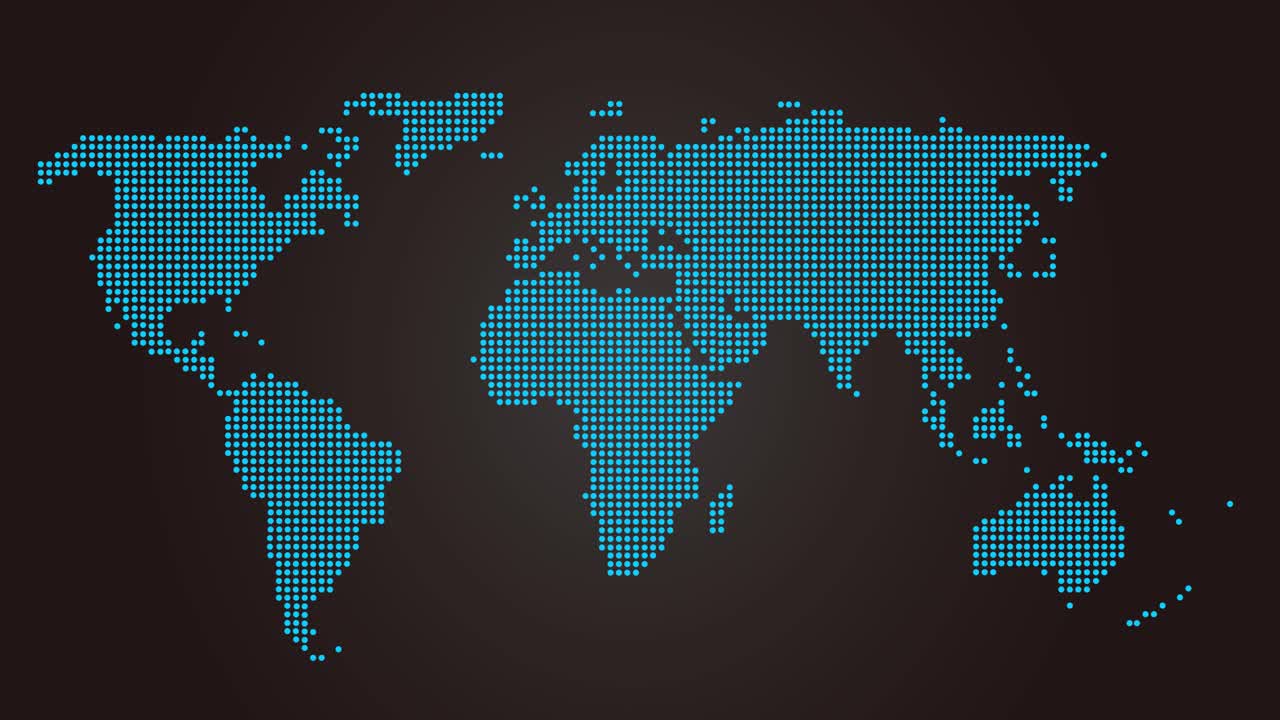 gráfico de información de mapa mundial de matriz de puntos digital con jet que sale de europa a caribe ilustración gráfica