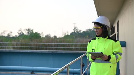 environmental engineers work at wastewater treatment plants