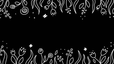 hand-drawn loop animation cute text template with leafs, berrys and flowers in doodle style on transparent background. alpha channel.