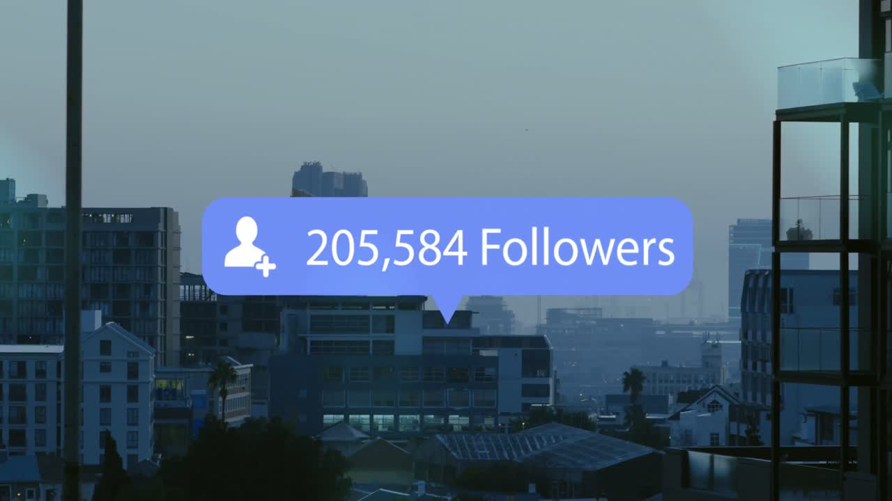 Animation of social media data processing over cityscape
