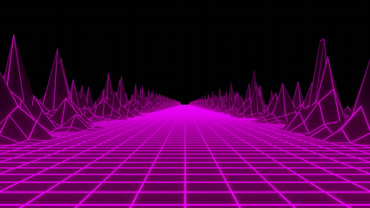 Animation of red circle moving over digital mountains