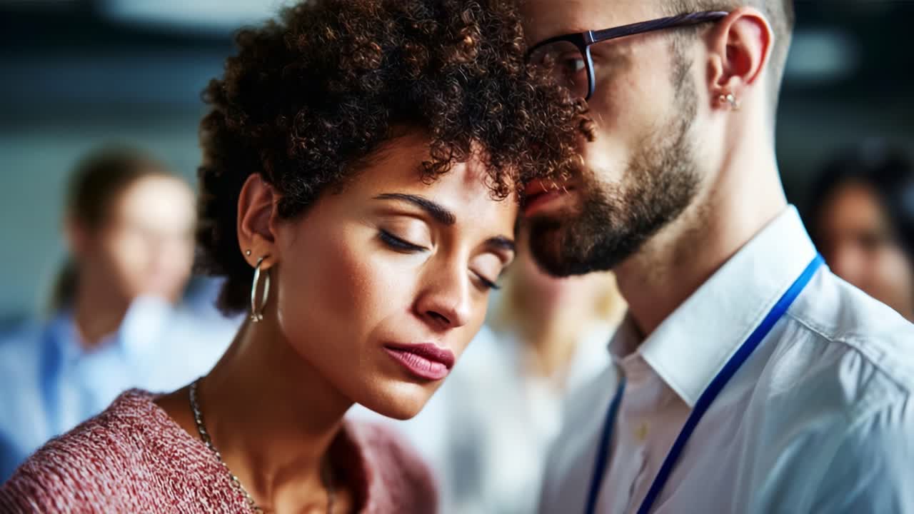A Deep Emotional Connection Captured Between Two People as They Share an Intimate Moment in a Crowd, Signifying Their Unique Bond and Shared Feelings Amid Distractions