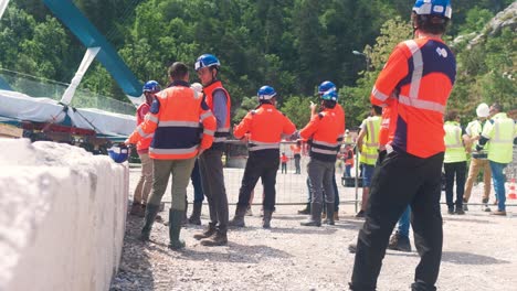 construction workers on a bridge construction site