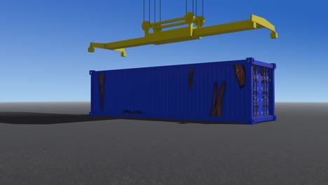 bucle de contenedores de transporte oxidado azul