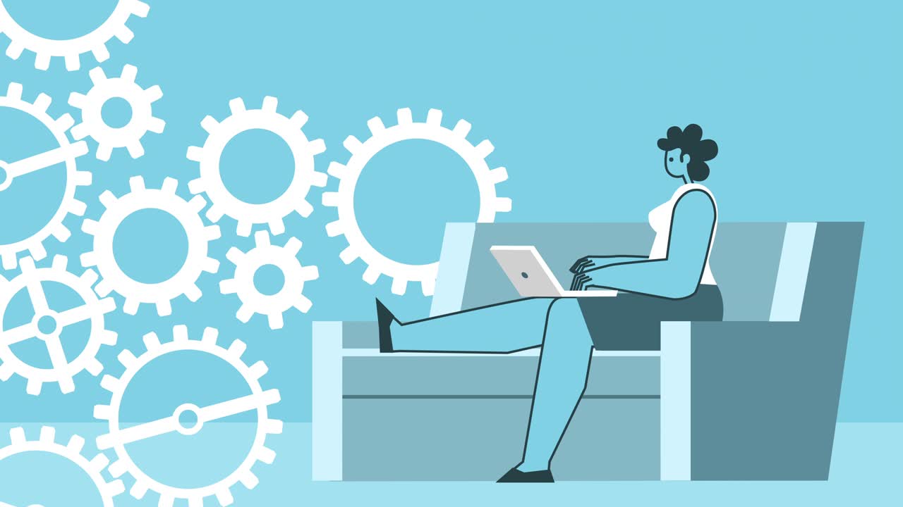 Cartoon remote teamwork and online messaging. Flat Design 2d Characters Loop Animation