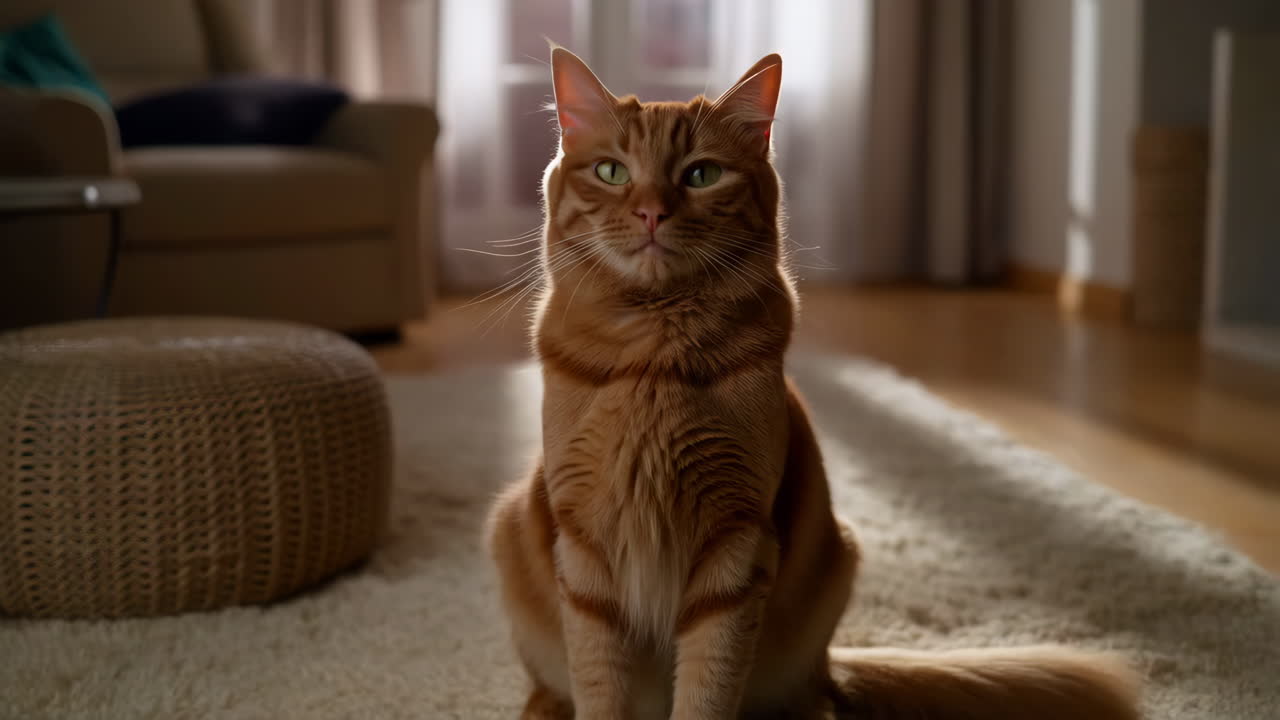 Close-up of an Orange Cat Indoors