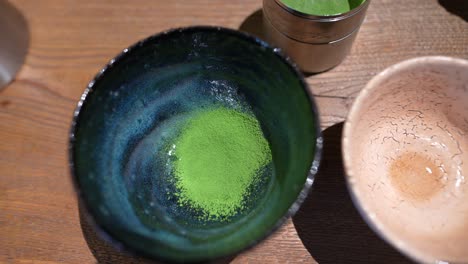 preparing matcha tea