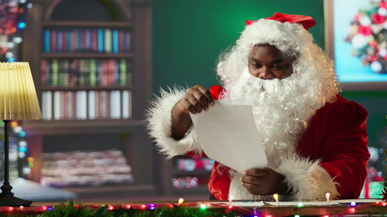 African American Santa Claus Reading Christmas List