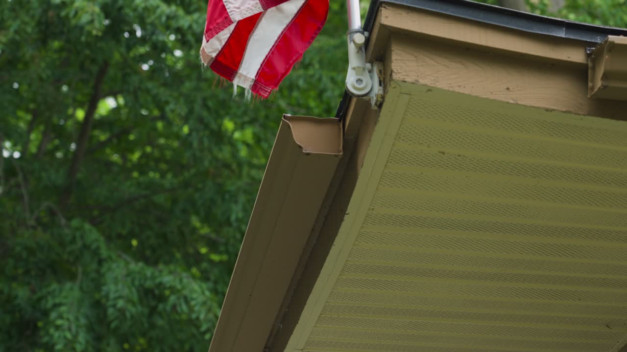 A slightly torn up edge of an American Flag.