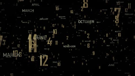 meses. meses del año. letras antiguas en fondo negro